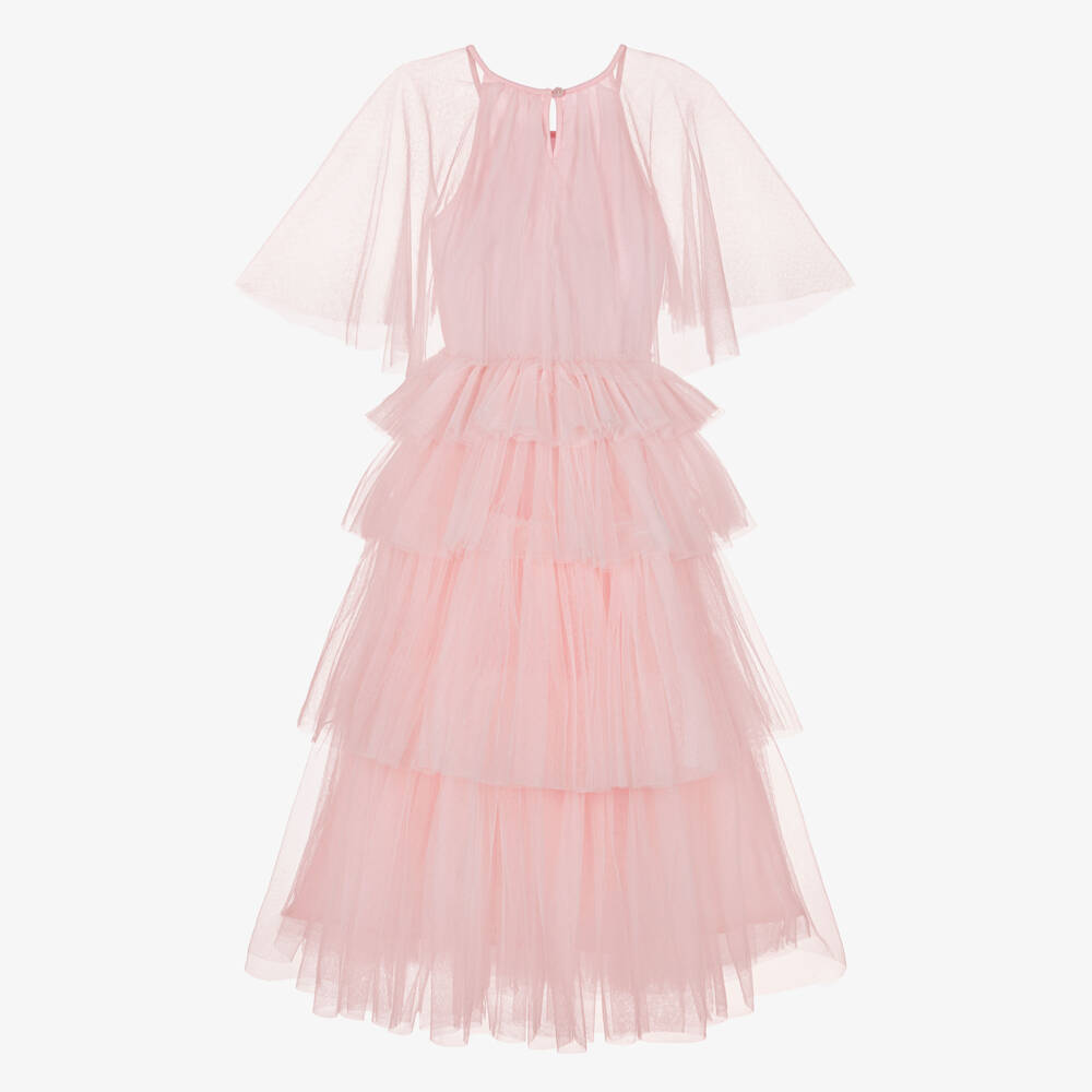 Tutu du Monde-Girls Pale Pink Tiered & Sequinned Tulle Dress | Childrensalon Outlet