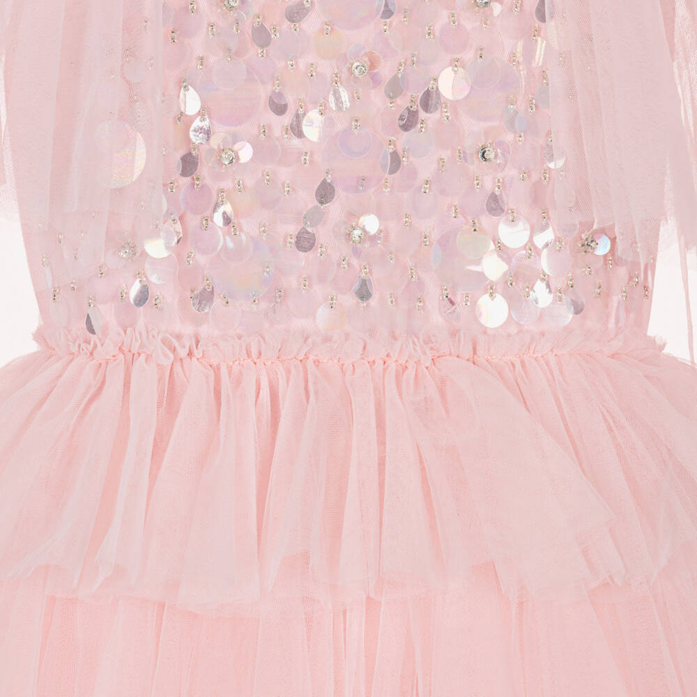 Tutu du Monde-Girls Pale Pink Tiered & Sequinned Tulle Dress | Childrensalon Outlet