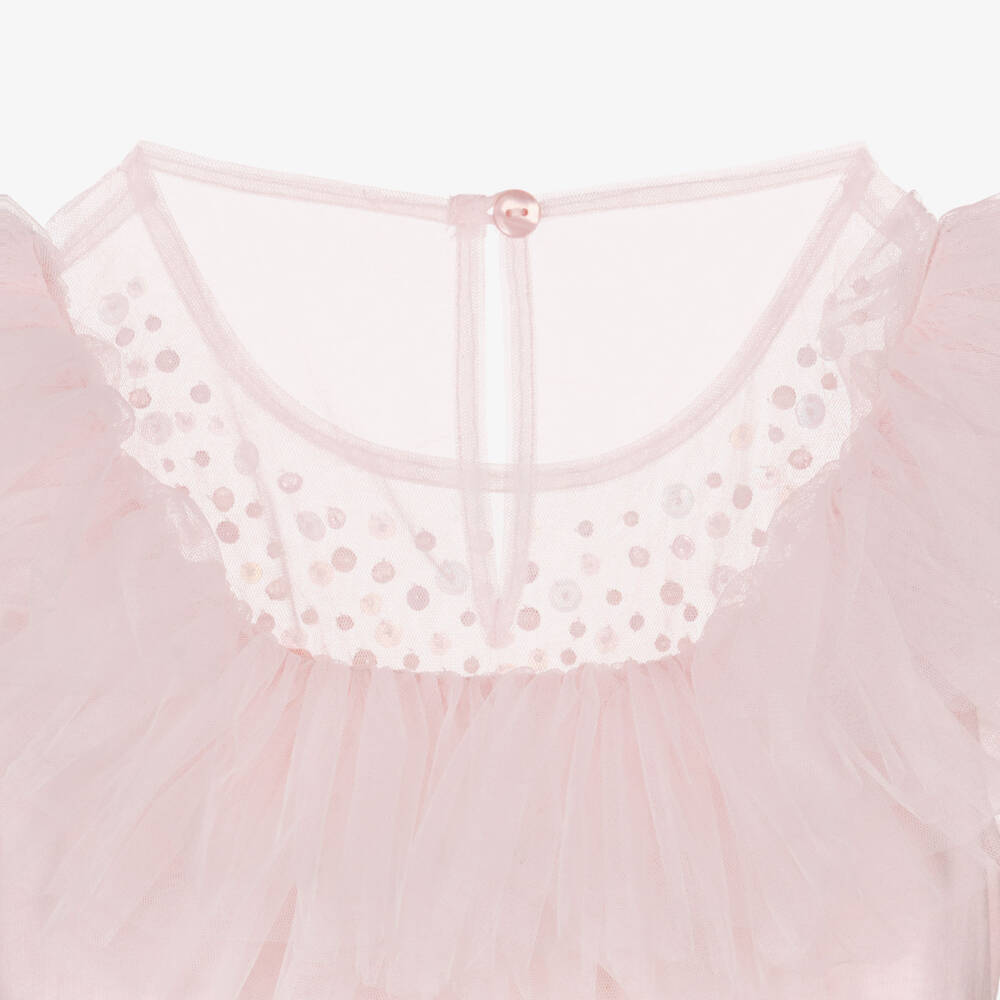 Tutu du Monde-Girls Pale Pink Tulle Tiered Dress with Sequins & Gems | Childrensalon Outlet