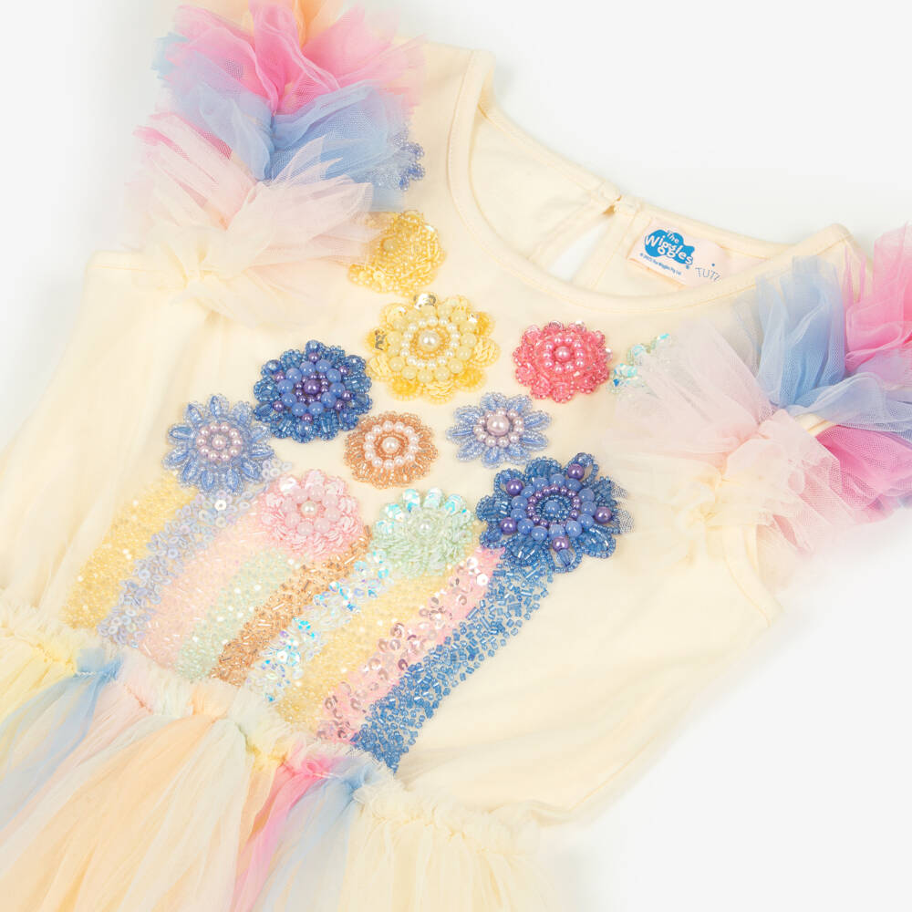 Tutu du Monde-Girls Pale Yellow & Pastel Coloured Tulle Party Dress | Childrensalon Outlet
