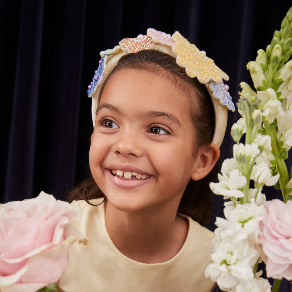 Tutu du Monde-Girls Pale Yellow Sequinned Flower Hairband | Childrensalon Outlet