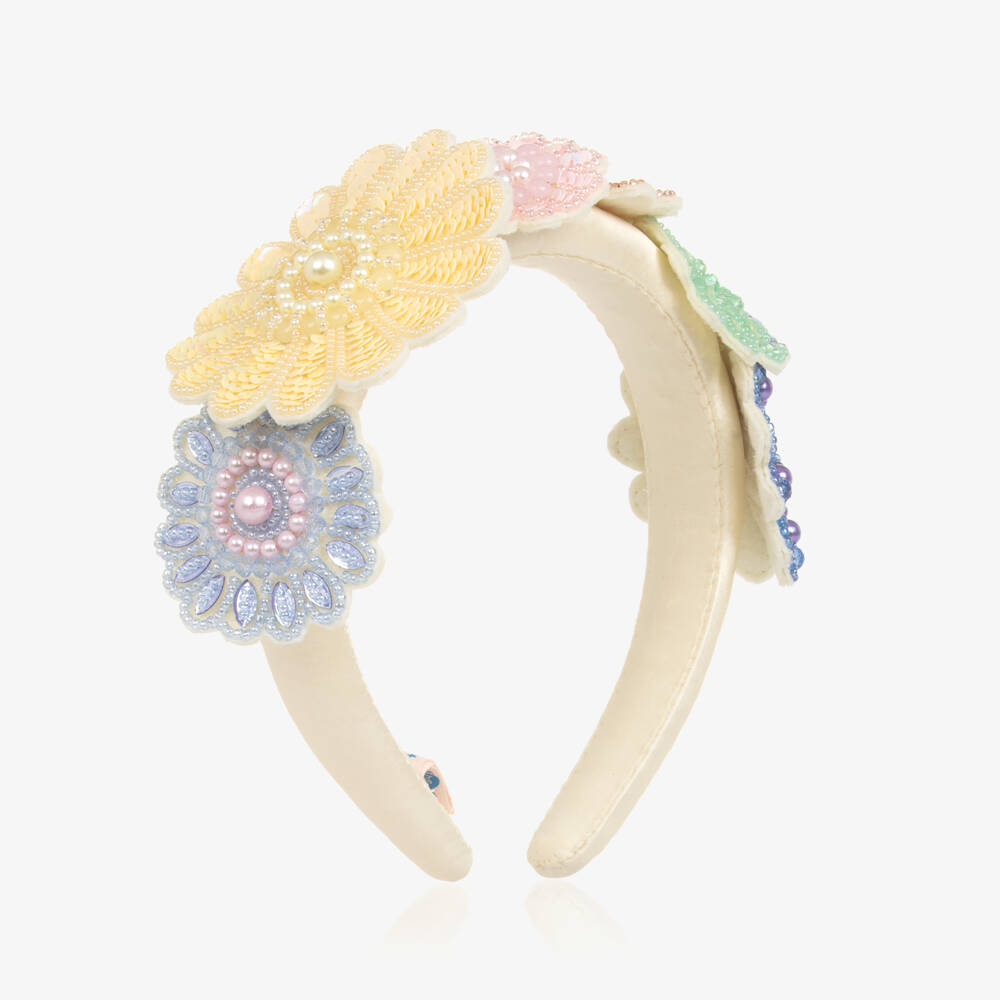 Tutu du Monde-Girls Pale Yellow Sequinned Flower Hairband | Childrensalon Outlet