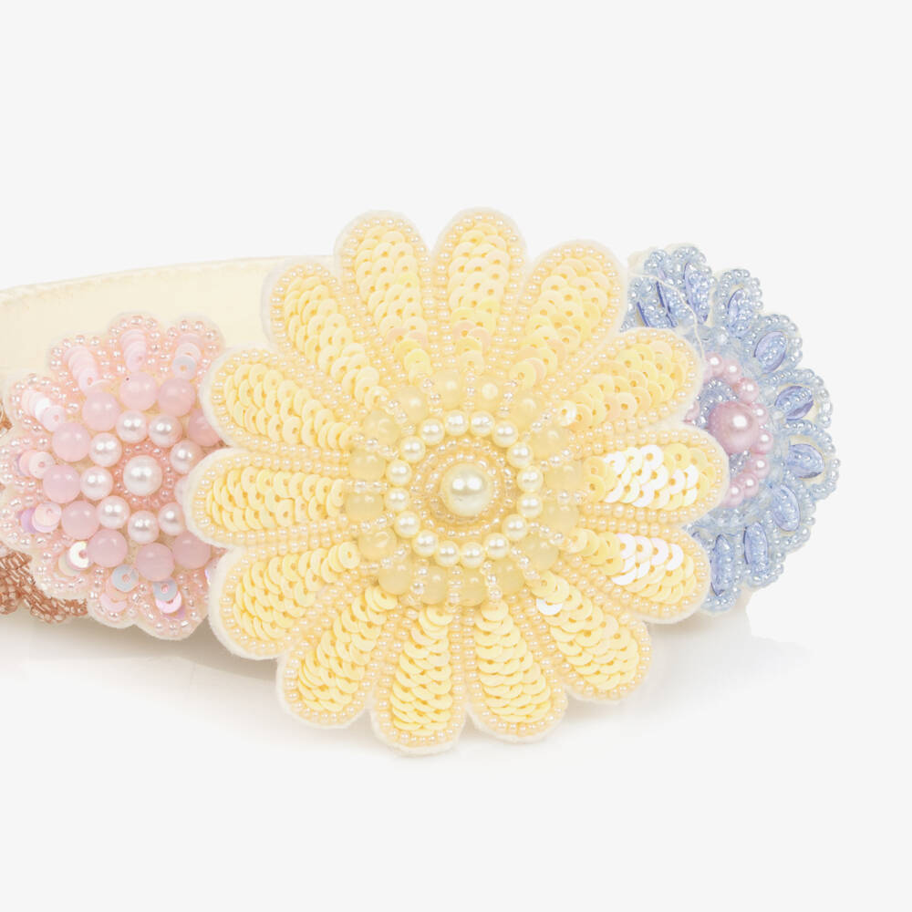 Tutu du Monde-Girls Pale Yellow Sequinned Flower Hairband | Childrensalon Outlet