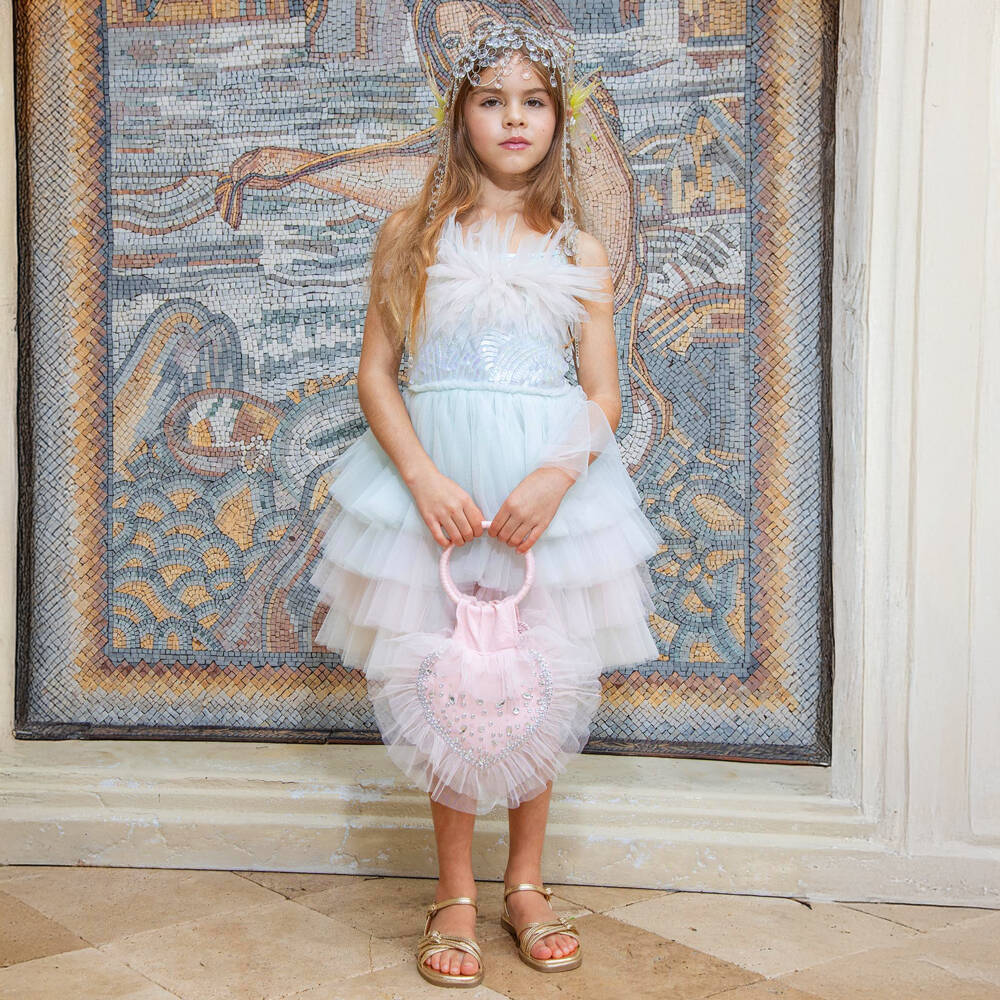 Tutu du Monde-Girls Pastel Blue & Pink Tulle Dress with Sequin Embellishment | Childrensalon Outlet