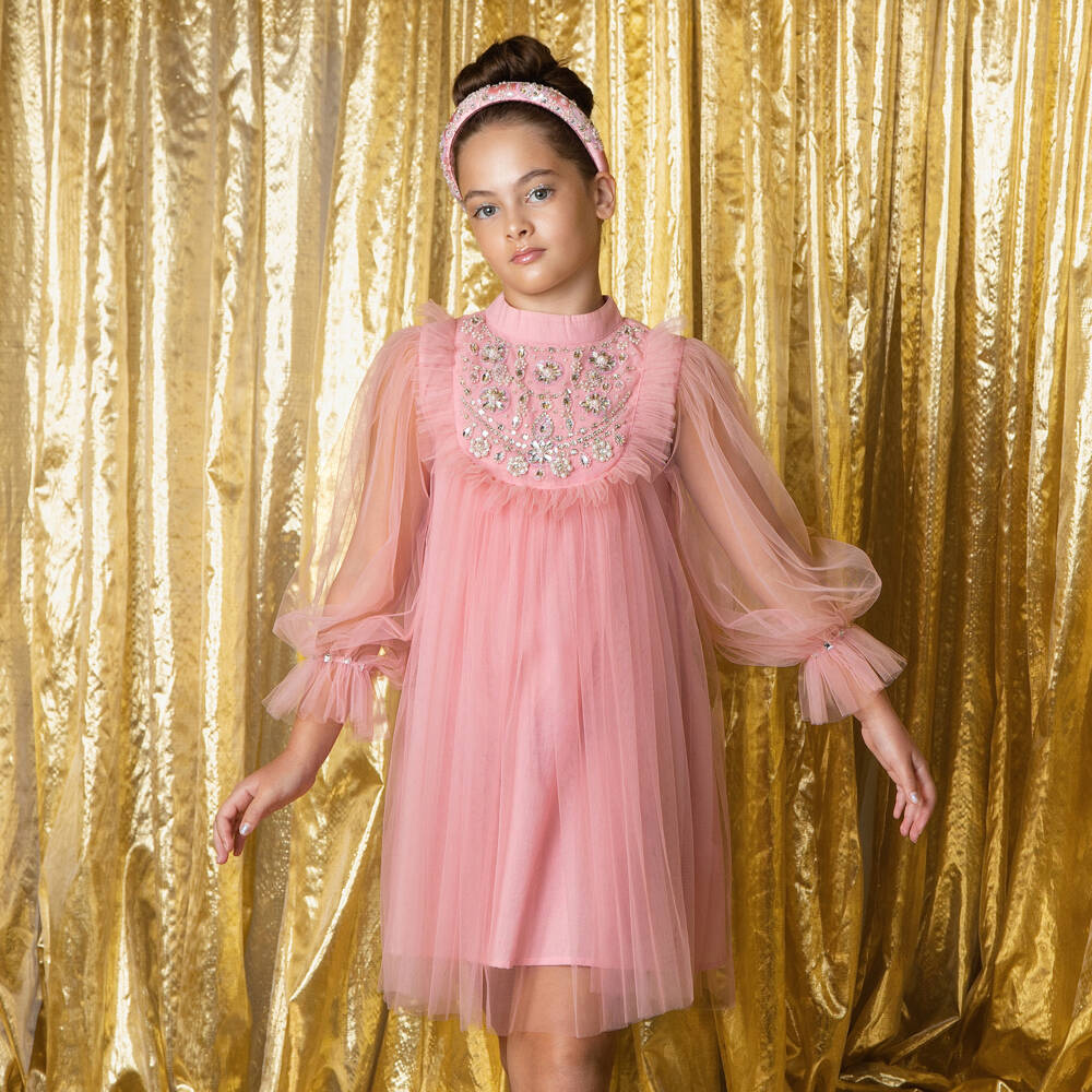 Tutu du Monde-Girls Pastel Pink Tulle Dress with Diamantés | Childrensalon Outlet