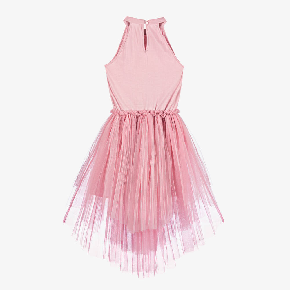 Tutu du Monde-فستان تول وقطن مزين بخرز لون زهري | Childrensalon Outlet