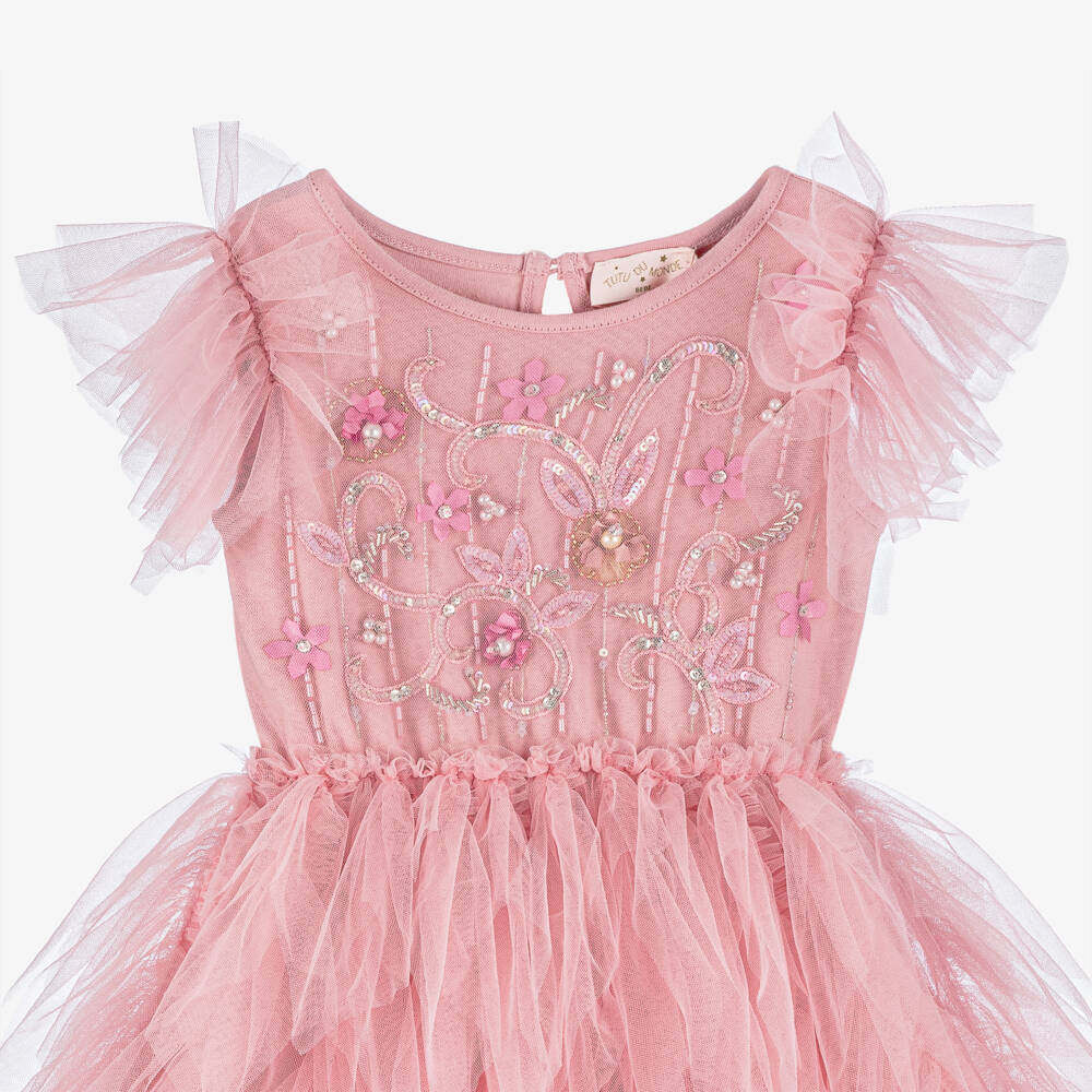 Tutu du Monde-Girls Pink Floral Tulle Gown | Childrensalon Outlet