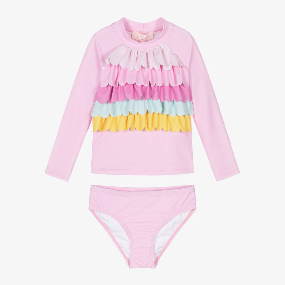 Tutu du Monde-Girls Pink Frilly Tankini (SPF30+) | Childrensalon Outlet