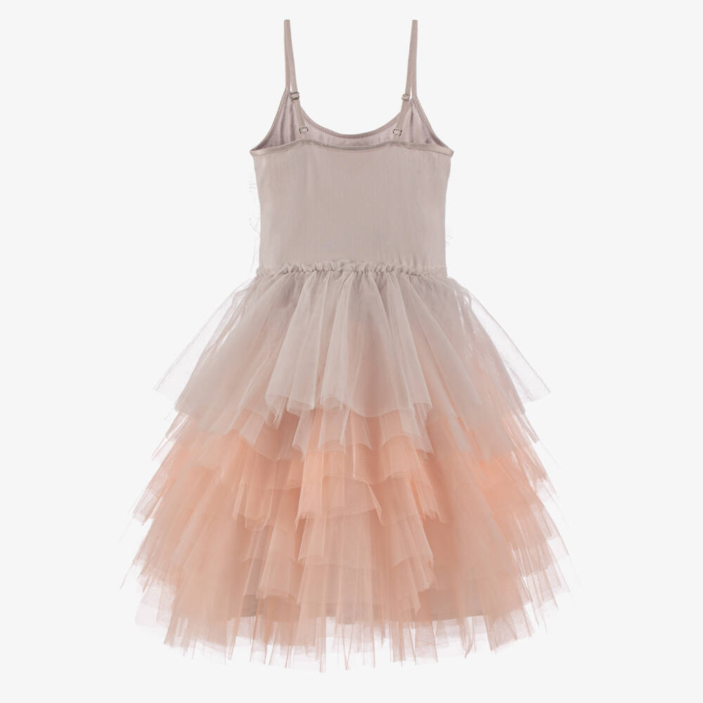 Tutu du Monde-Girls Pink & Grey Feathered Tulle Dress | Childrensalon Outlet
