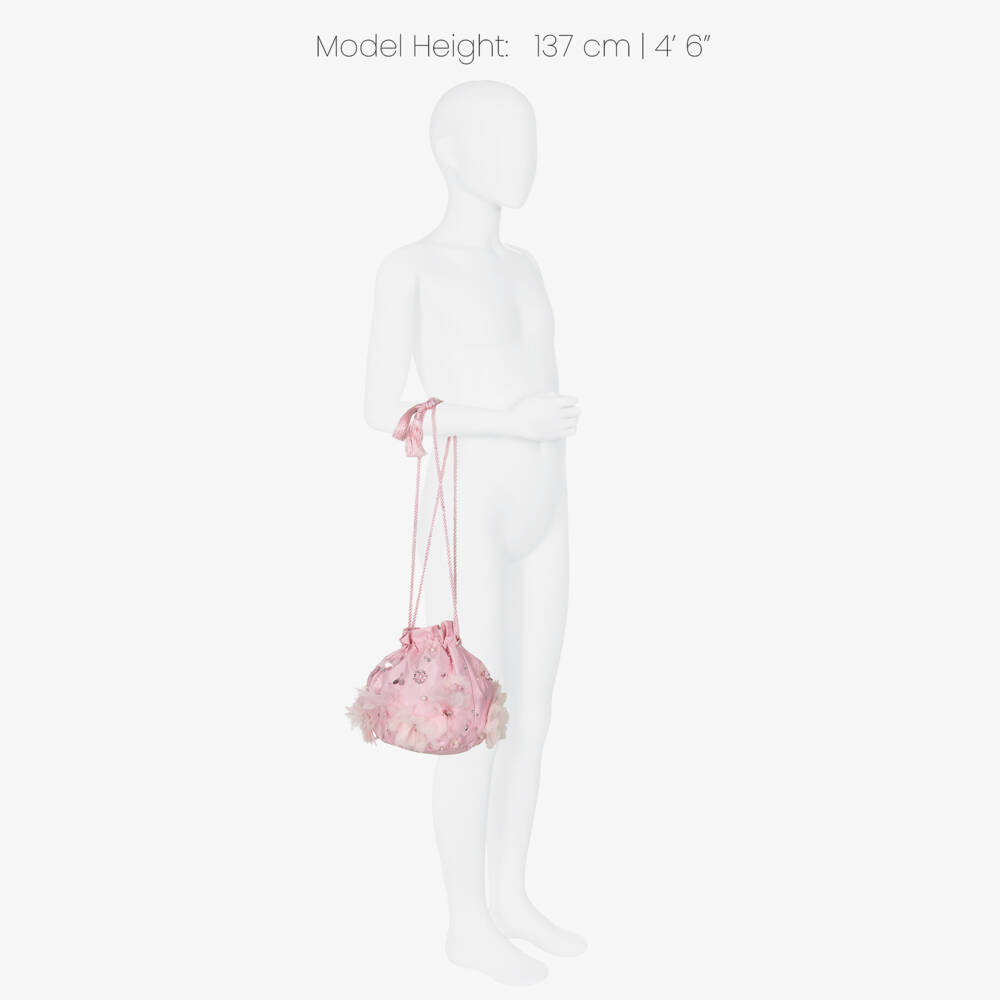 Tutu du Monde-Girls Pink Jewel & Flower Drawstring Bag | Childrensalon Outlet