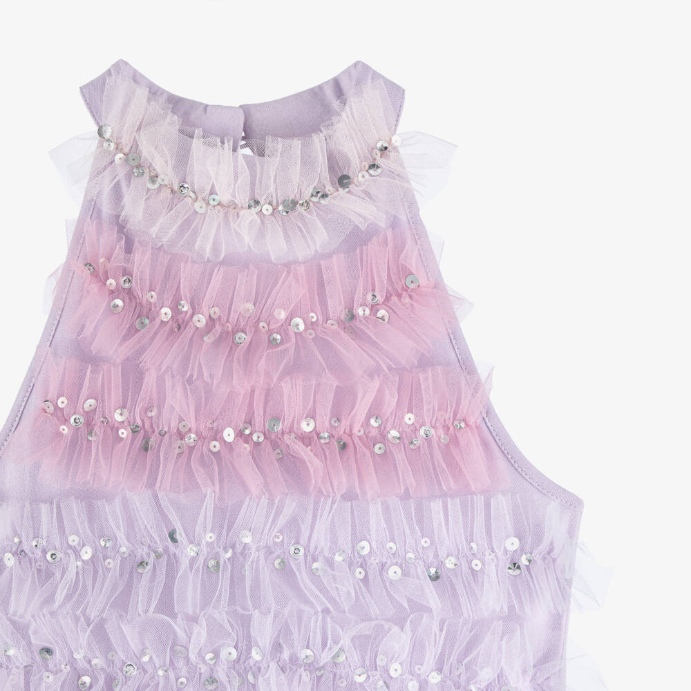 Tutu du Monde-Girls Pink & Lilac Tulle Halterneck Dress | Childrensalon Outlet