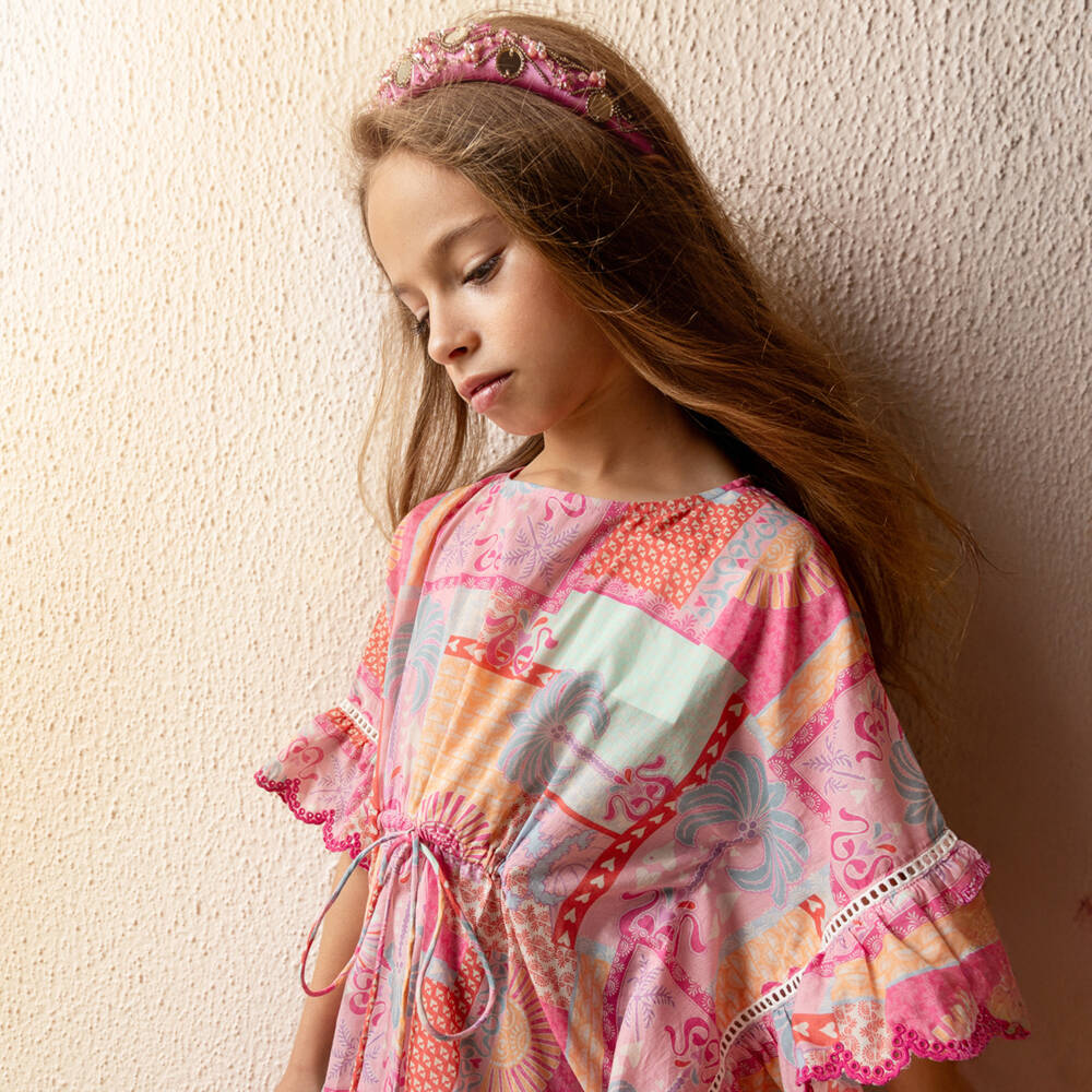 Tutu du Monde-Girls Pink Printed Cotton Kaftan | Childrensalon Outlet