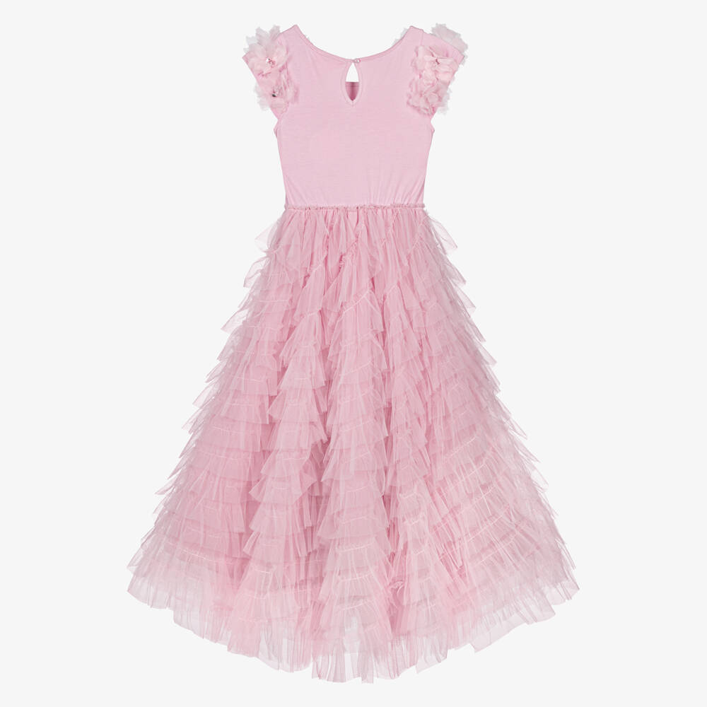 Tutu du Monde-Girls Pink Ruffle Tulle Dress with Beads & Sequin | Childrensalon Outlet