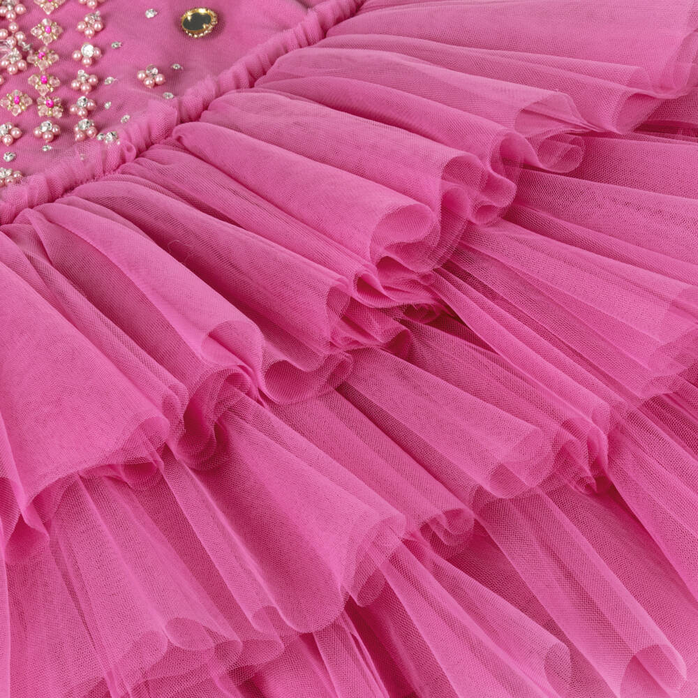 Tutu du Monde-فستان تول وردي مزين بكشكش للبنات | Childrensalon Outlet