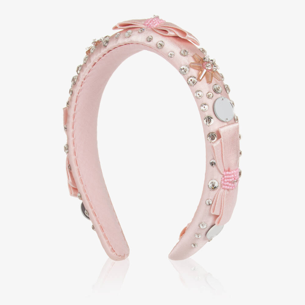 Tutu du Monde-طوق شعر للبنات باللون الوردي مع فيونكة لامعة | Childrensalon Outlet