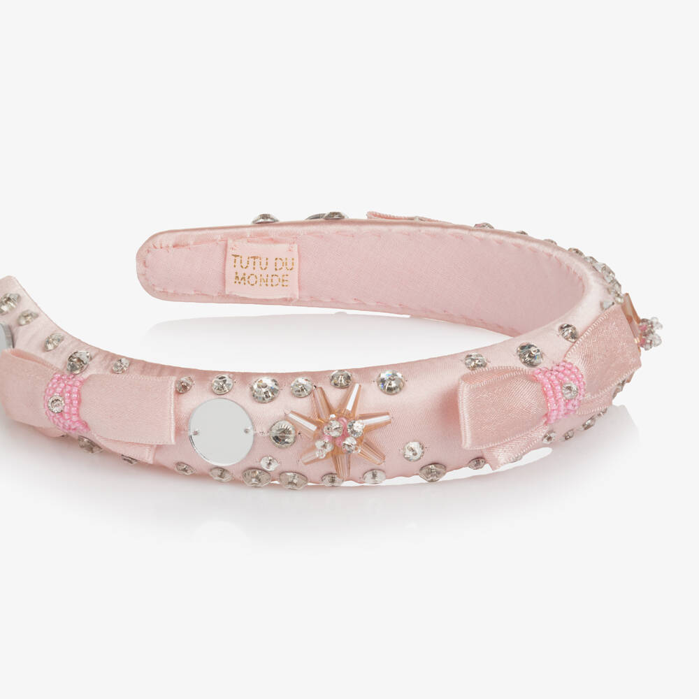 Tutu du Monde-طوق شعر للبنات باللون الوردي مع فيونكة لامعة | Childrensalon Outlet