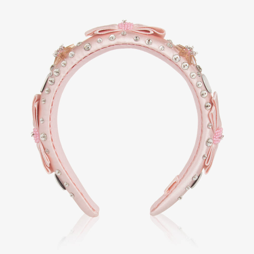 Tutu du Monde-طوق شعر للبنات باللون الوردي مع فيونكة لامعة | Childrensalon Outlet