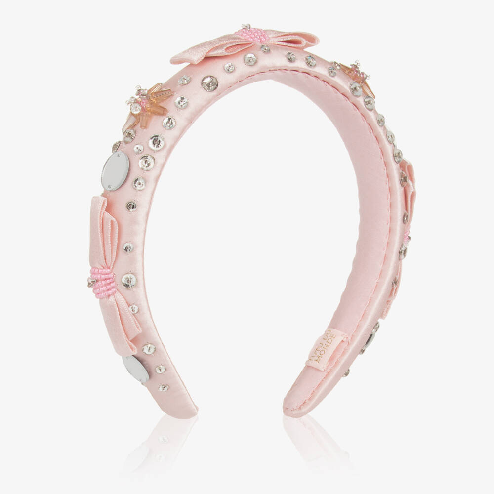 Tutu du Monde-طوق شعر للبنات باللون الوردي مع فيونكة لامعة | Childrensalon Outlet