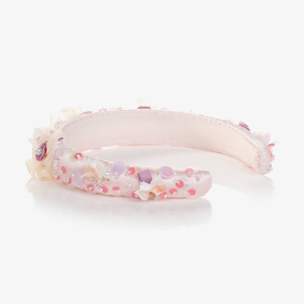 Tutu du Monde-طوق للشعر لون زهري مزين بلؤلؤ صناعي وترتر | Childrensalon Outlet