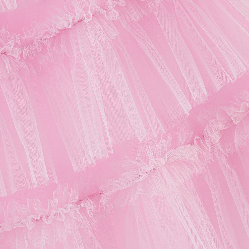 Tutu du Monde - Girls Pink Tiered Ruffle Tulle Dress