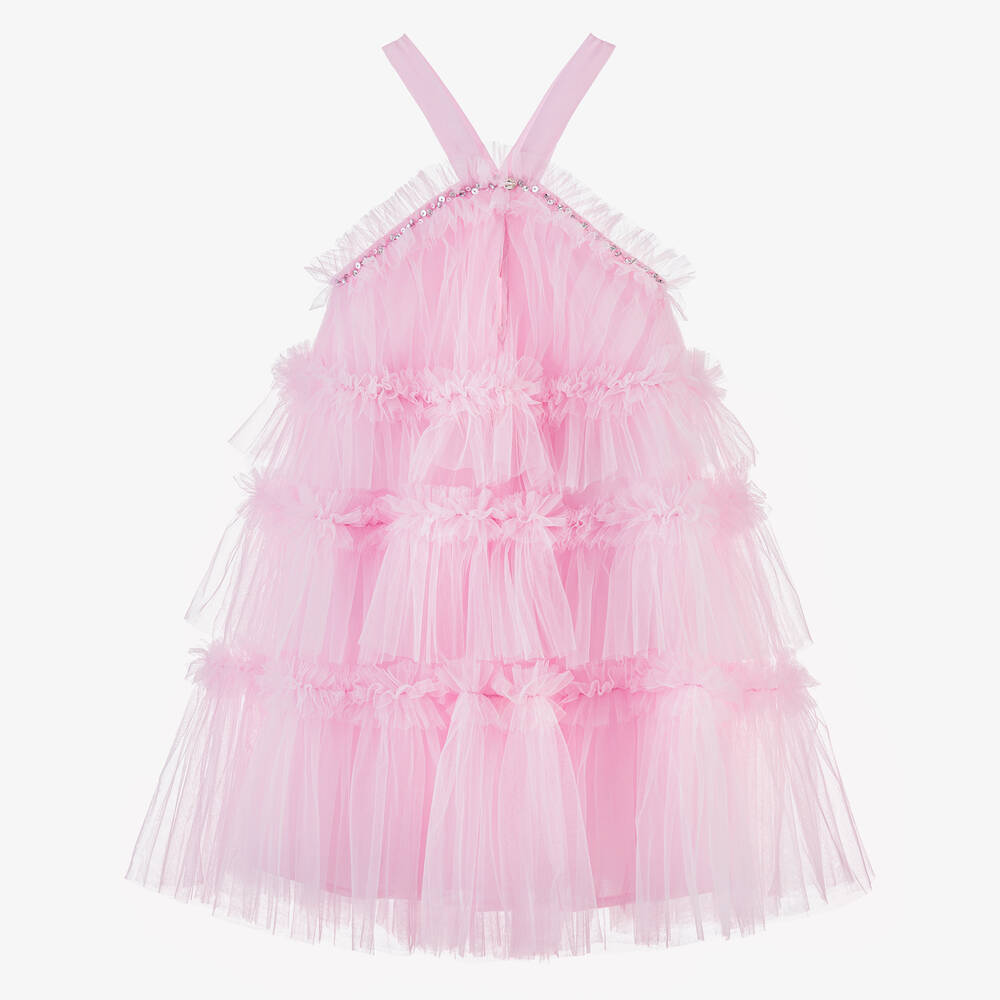 Tutu du Monde-Girls Pink Tiered Ruffle Tulle Dress | Childrensalon Outlet