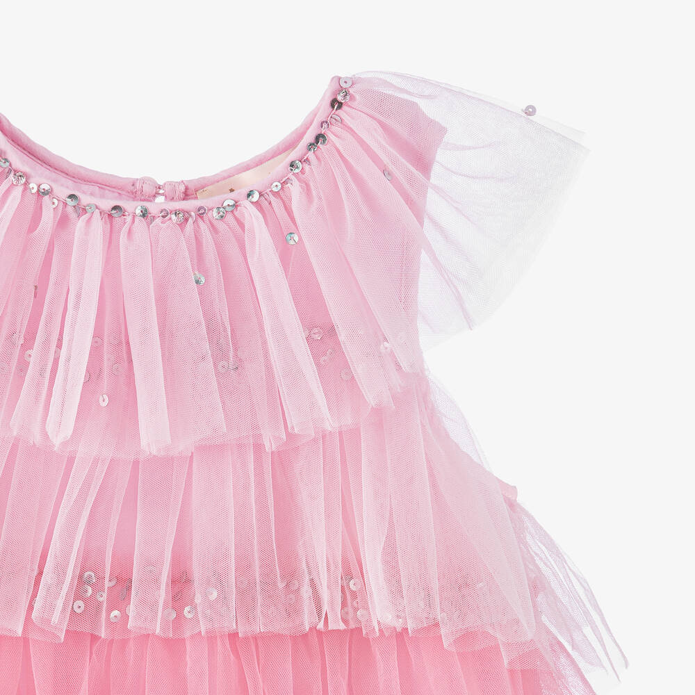 Tutu du Monde-Розовое многоярусное платье из тюля с рюшами | Childrensalon Outlet