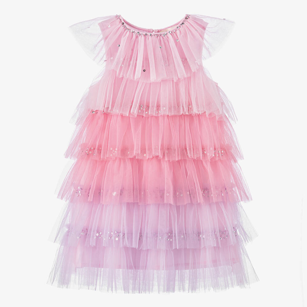 お得な情報満載 Tutu Dress Tulle Ruffle Tiered Pink Girls - Monde du ワンピース