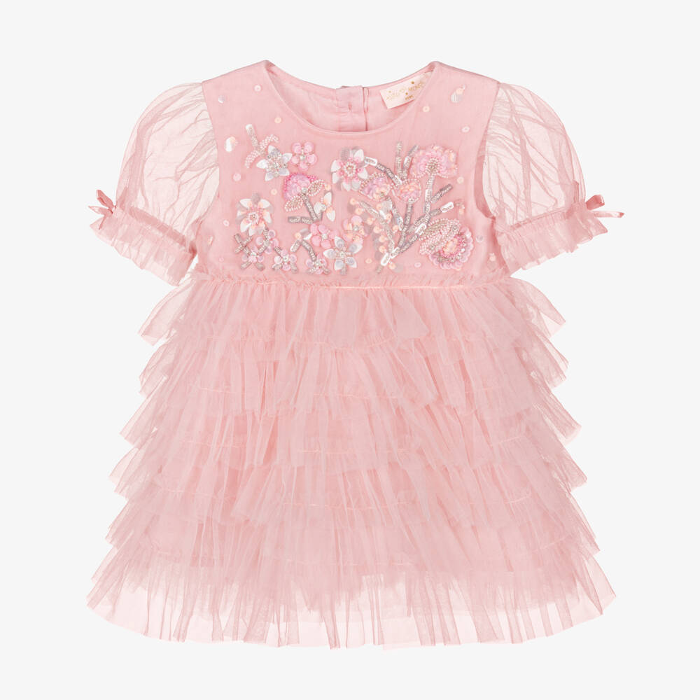 Tutu du Monde-Розовое тюлевое платье с бусинами для девочек | Childrensalon Outlet
