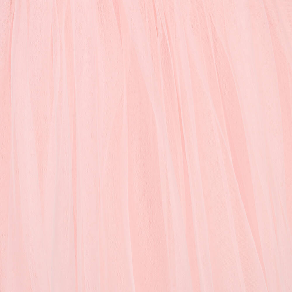 Tutu du Monde-Girls Pink Tulle Dress with Jewelled Bow & Flowers | Childrensalon Outlet
