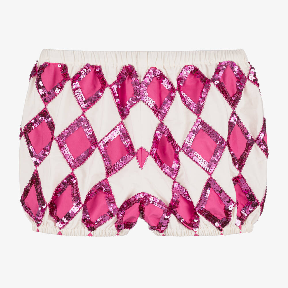 Tutu du Monde-Girls Pink & White Sequin Shorts | Childrensalon Outlet