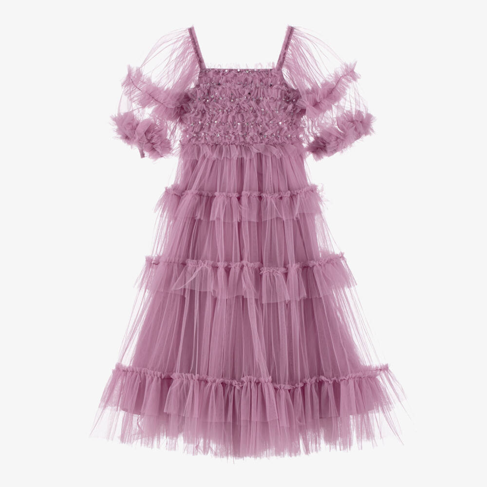 Tutu du Monde-Girls Purple Tulle Tiered Sequin Maxi Dress | Childrensalon Outlet