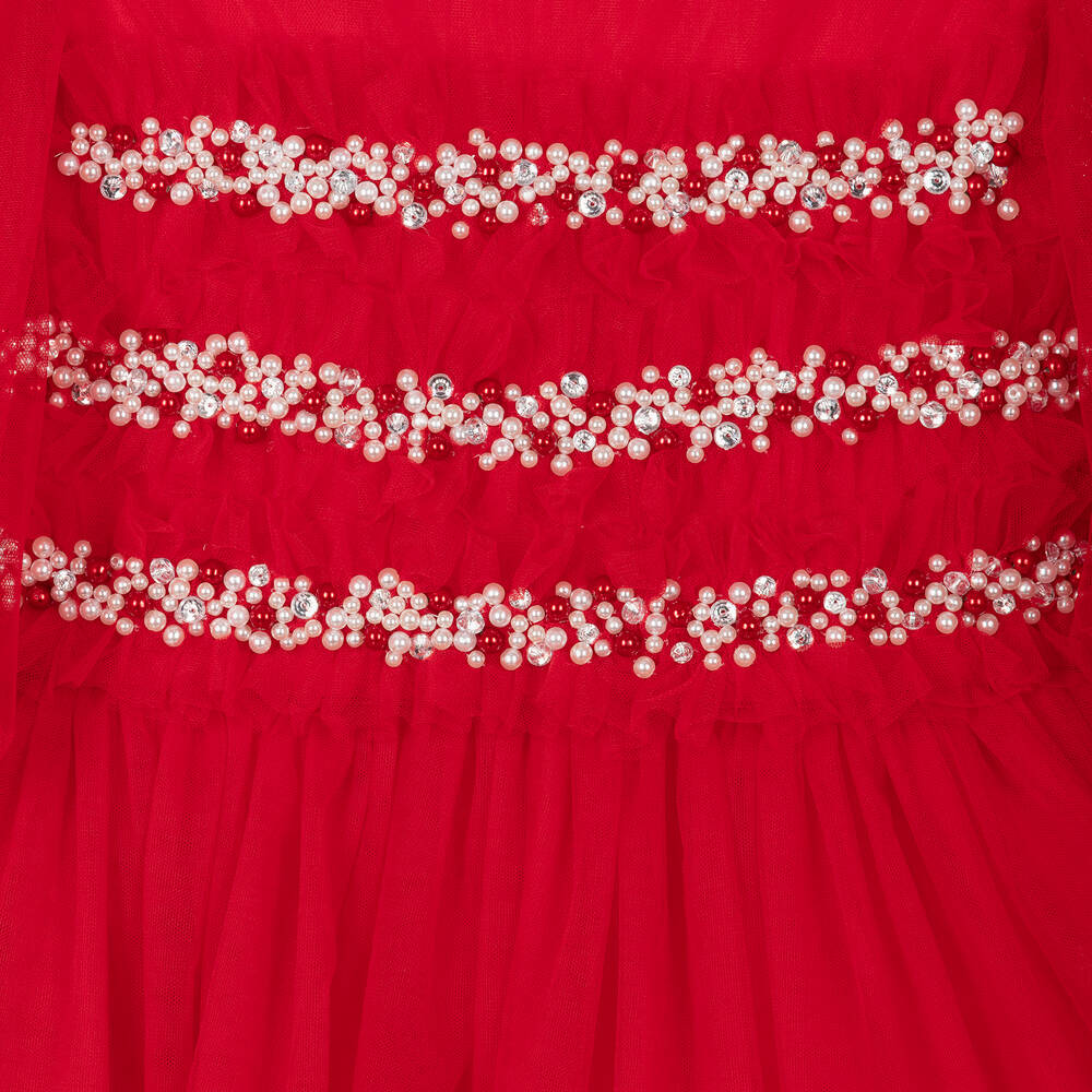 Tutu du Monde-Красное платье из тюля с бисером для девочек | Childrensalon Outlet