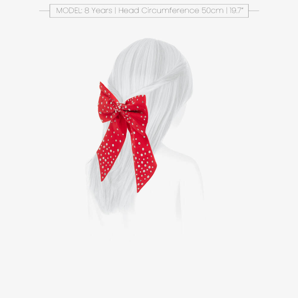 Tutu du Monde-Girls Red Satin Bow Hair Clip with Silver Sequins | Childrensalon Outlet