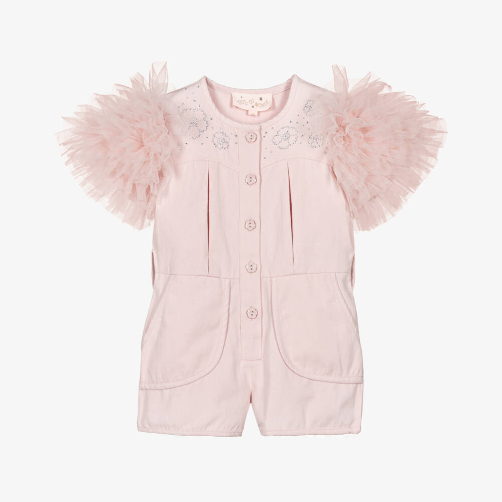 Tutu du Monde-Girls Rosy Cotton & Tulle Romper | Childrensalon Outlet