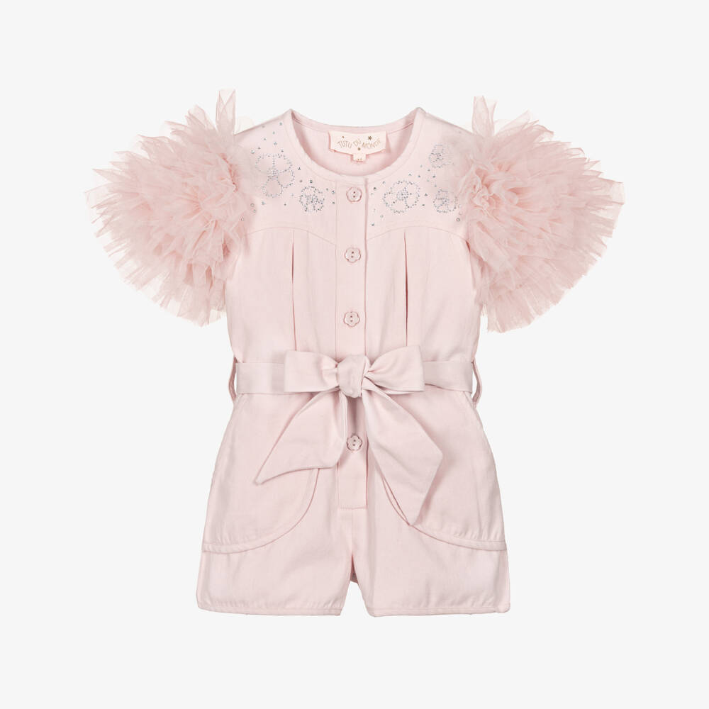 Tutu du Monde-Girls Rosy Cotton & Tulle Romper | Childrensalon Outlet