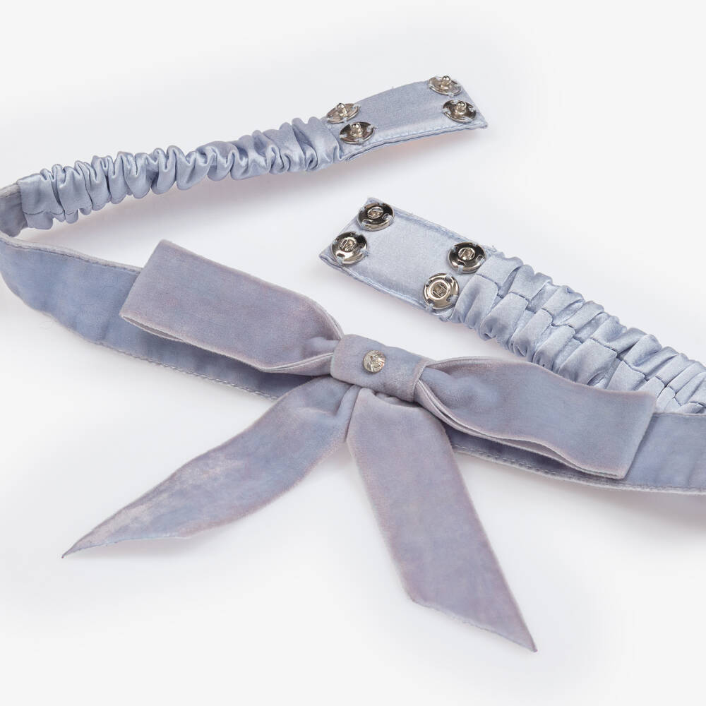 Tutu du Monde-حزام مخملي أزرق ناعم للبنات مع فيونكة | Childrensalon Outlet