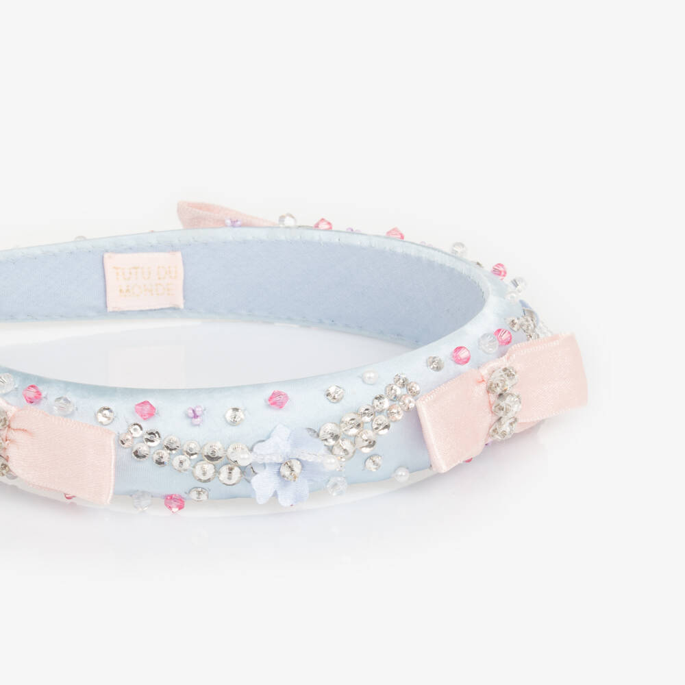 Tutu du Monde-Girls Sparkling Blue Bow Headband | Childrensalon Outlet