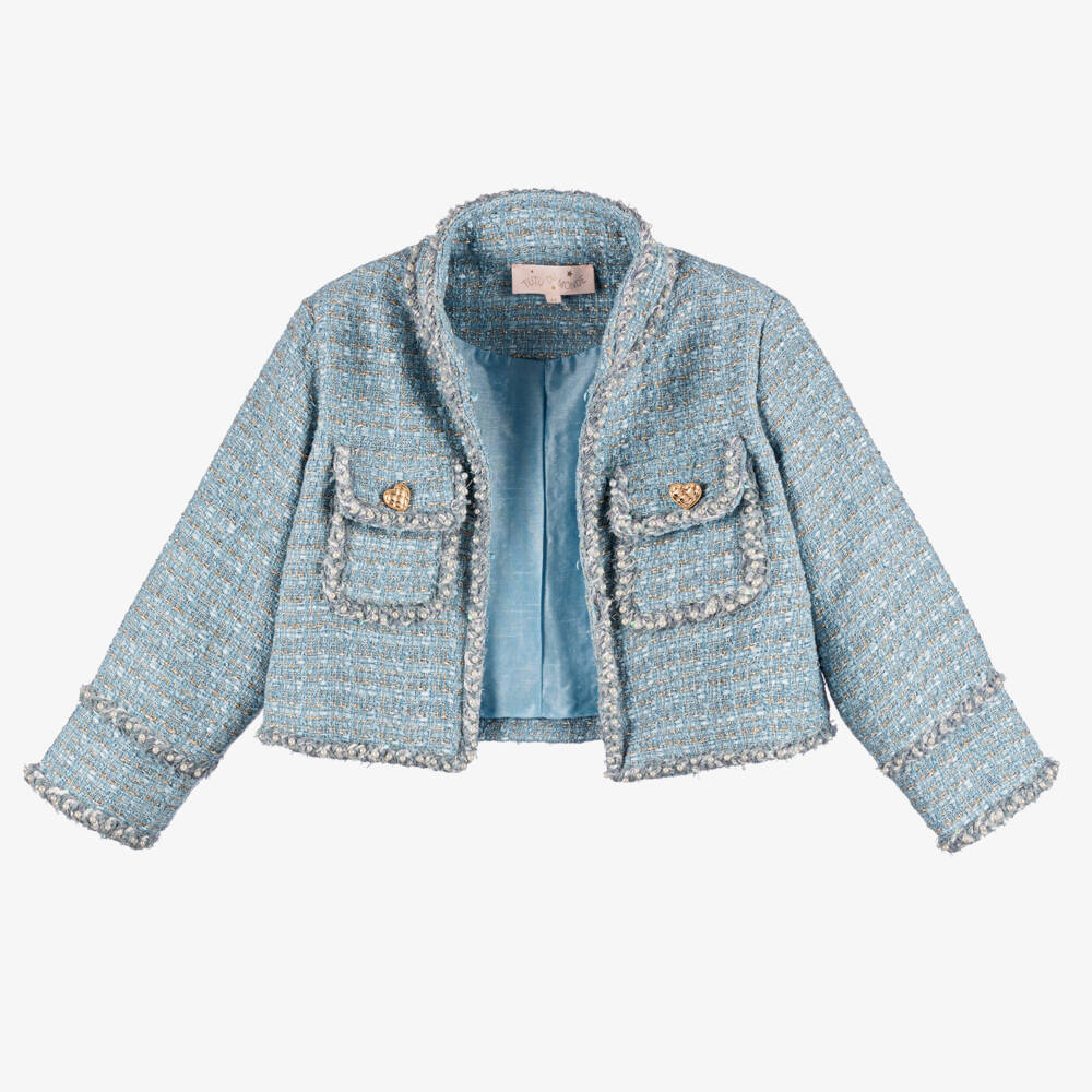 Tutu du Monde-Girls Sparkling Blue Tweed Jacket | Childrensalon Outlet