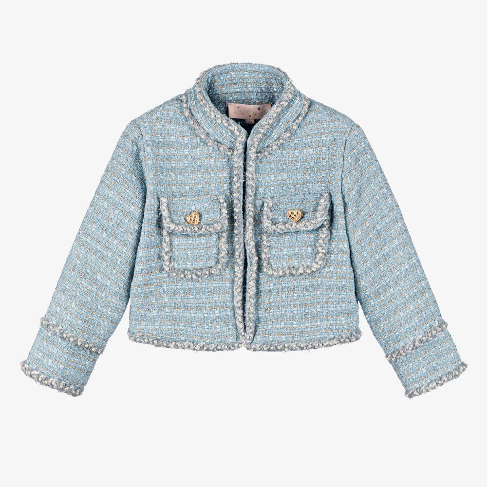 Tutu du Monde-Girls Sparkling Blue Tweed Jacket | Childrensalon Outlet