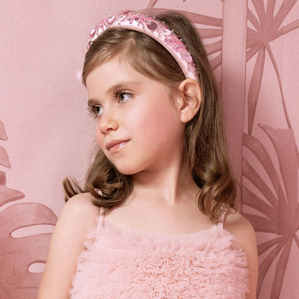 Tutu du Monde-Girls Sparkling Pink Satin Headband | Childrensalon Outlet