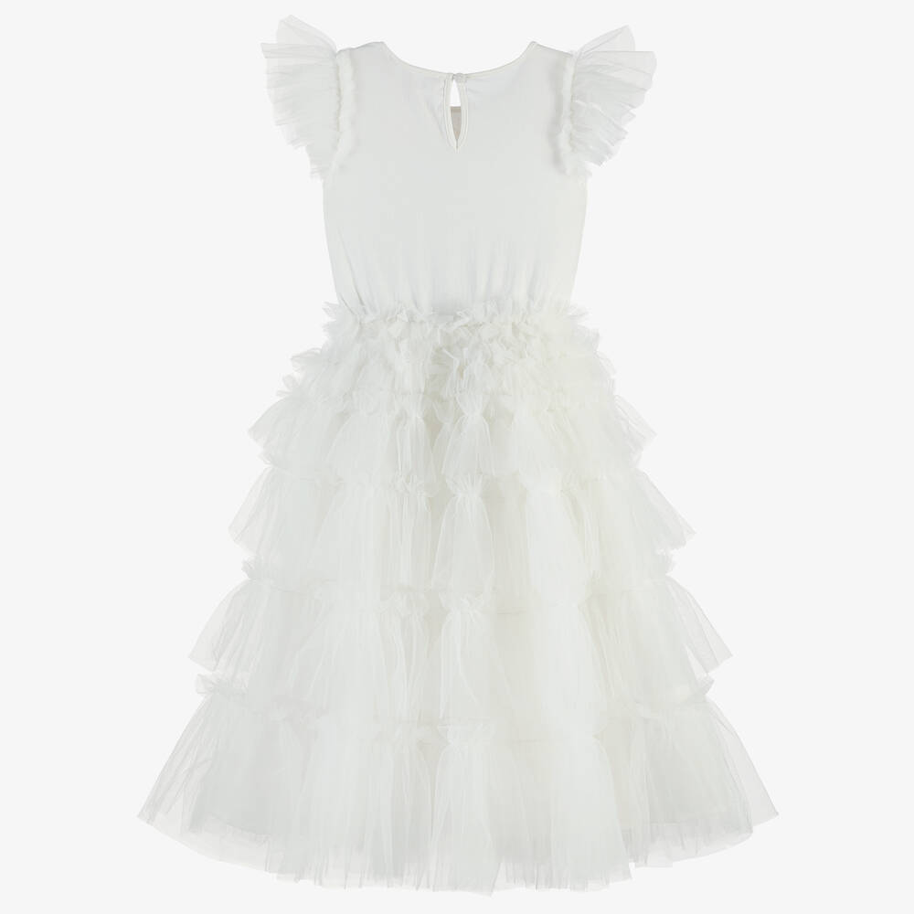 Tutu du Monde-Длинное белое платье из тюля с бисером | Childrensalon Outlet