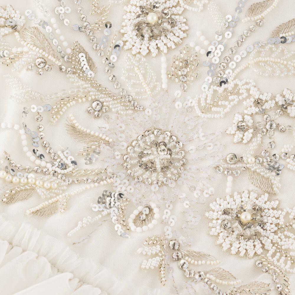 Tutu du Monde-فستان تول أبيض مزين بالخرز للبنات | Childrensalon Outlet