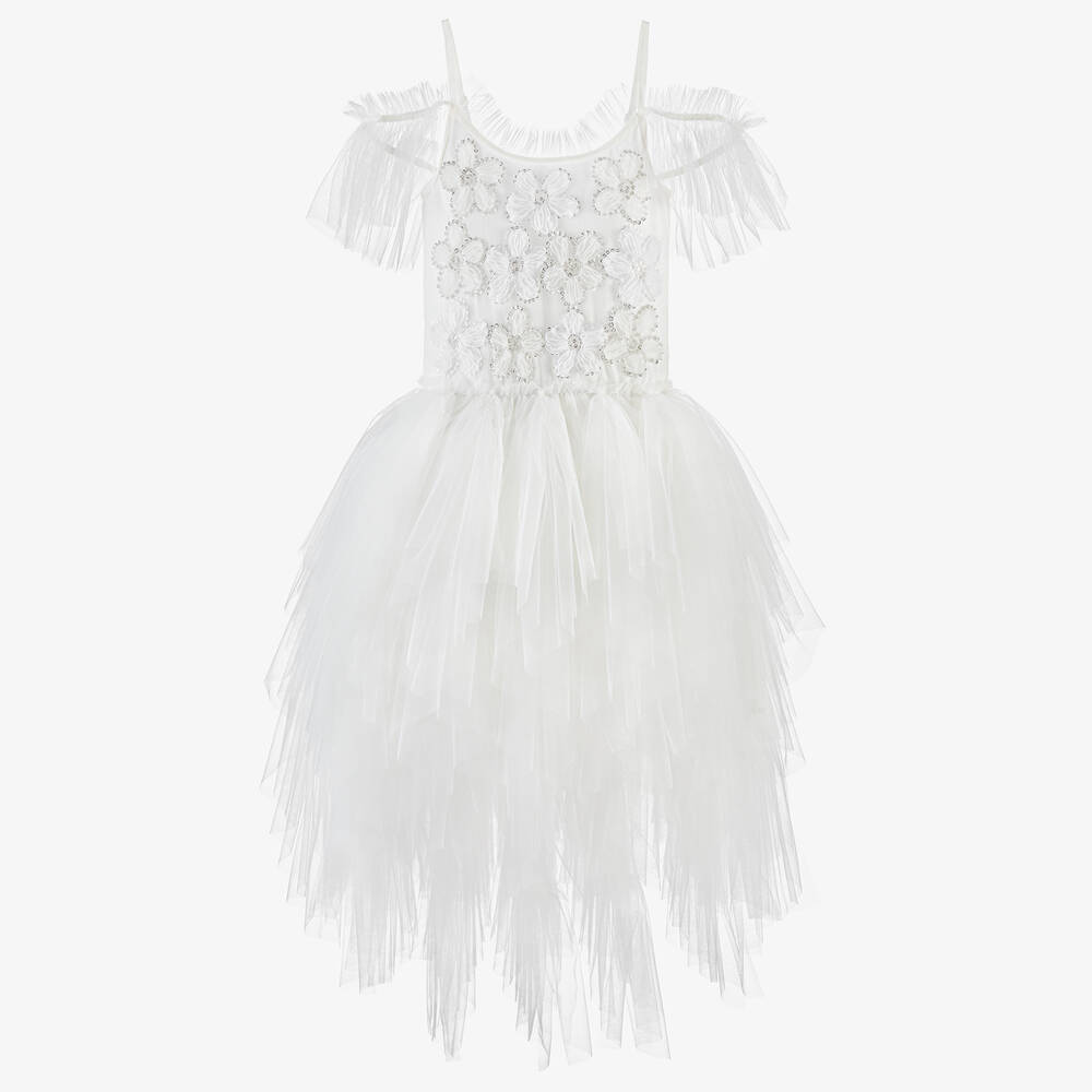 Tutu du Monde-Girls White Beaded Tulle Tutu Dress | Childrensalon Outlet