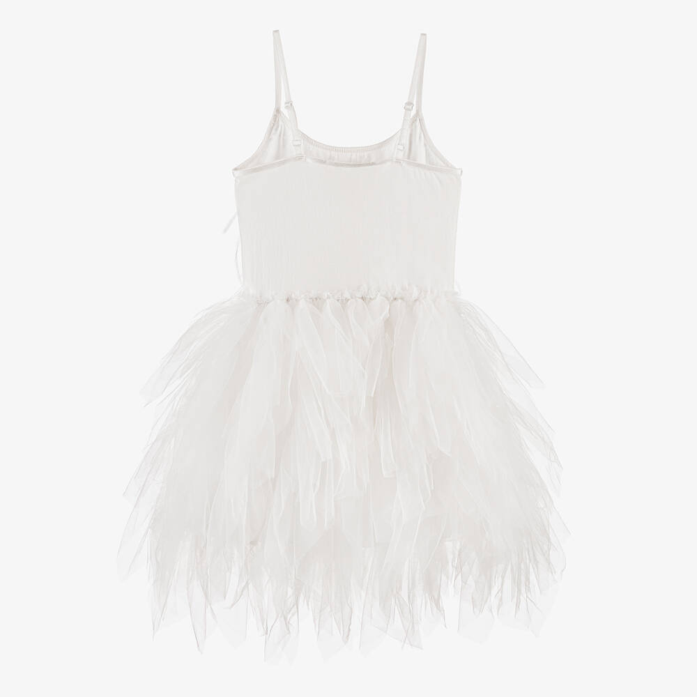 Tutu du Monde-Белое платье из тюля с бисером и перьями | Childrensalon Outlet