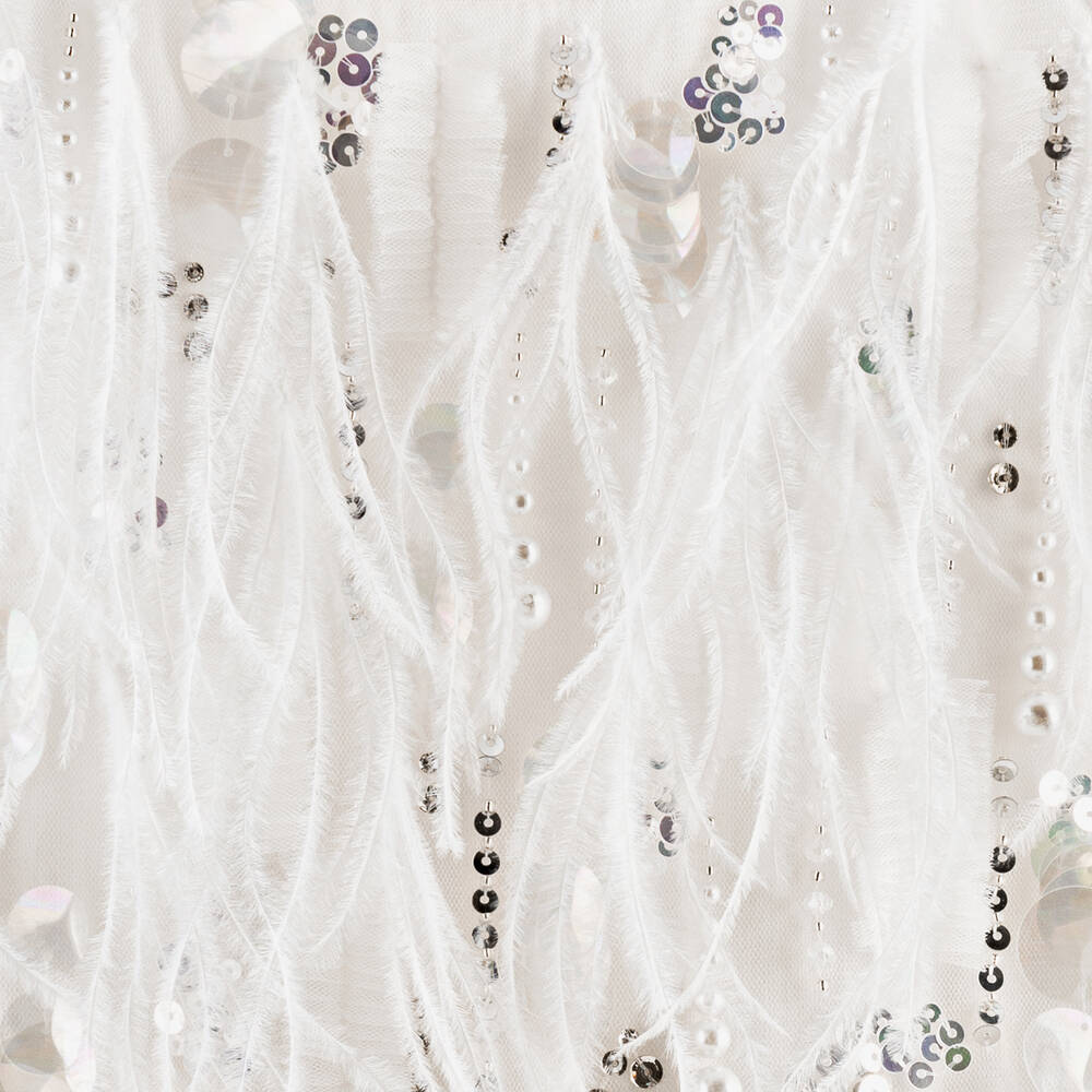 Tutu du Monde-Белое платье из тюля с бисером и перьями | Childrensalon Outlet