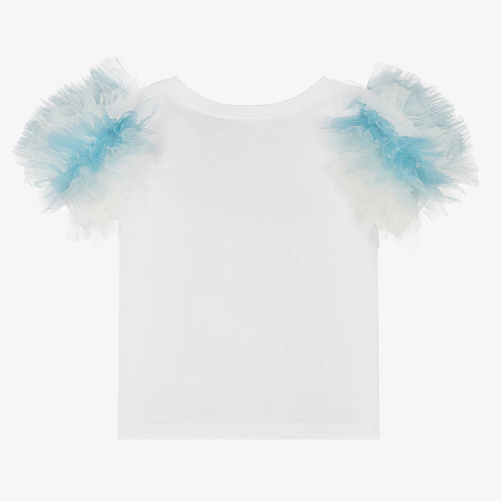Tutu du Monde-Girls White Cotton & Tulle T-Shirt  | Childrensalon Outlet