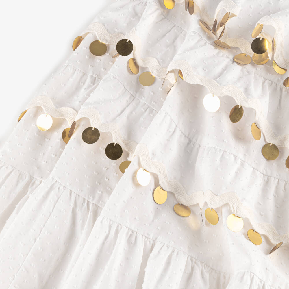Tutu du Monde-Белое платье с золотыми пайетками для девочек | Childrensalon Outlet