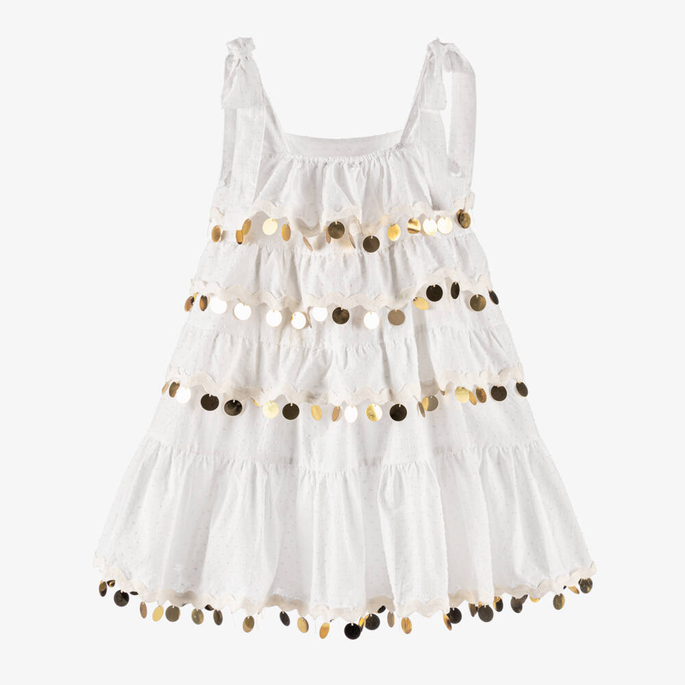 Tutu du Monde-Белое платье с золотыми пайетками для девочек | Childrensalon Outlet