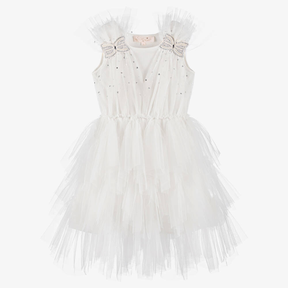 Tutu du Monde-Girls White Glitter Tulle Gown | Childrensalon Outlet