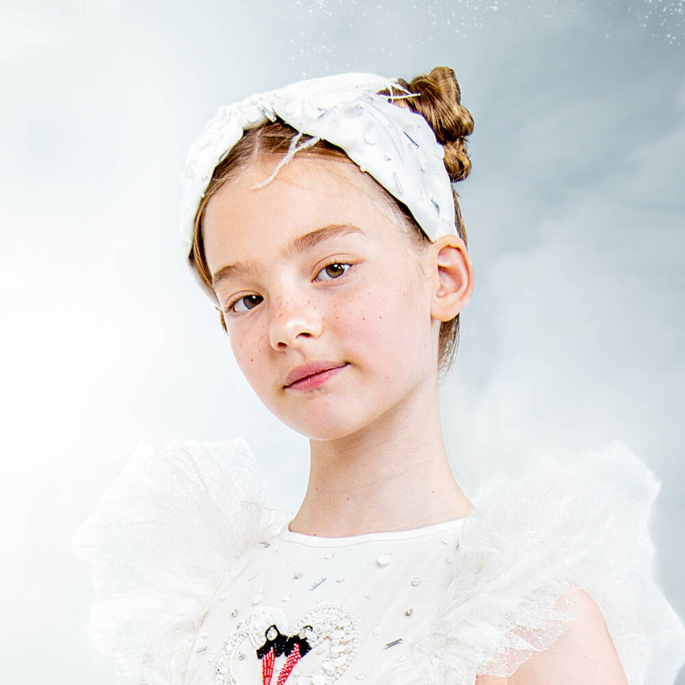 Tutu du Monde-Элегантная белая повязка с перьями для девочек | Childrensalon Outlet